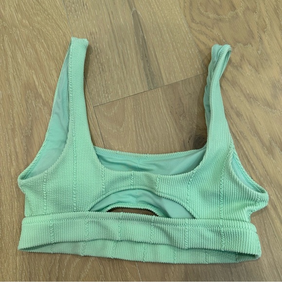 AERIE Crinkle Cut Out Scoop Bikini Top Mist Green Swim Beach Beachy Summer Boho - Picture 8 of 8